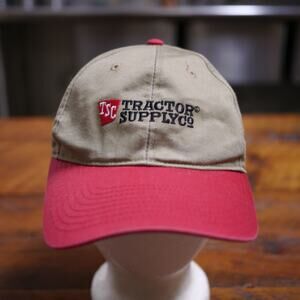 TRACTOR SUPPLY Employee Uniform Snapback 100% Cotton Red Khaki Baseball Cap Hat